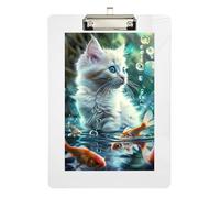 Cute Cat Fish Clipboard Acrylic Cute Clipboards A4 Standard Size Clipboard Hardboard with Low Profile Metal Clip for Classrooms, Restaurants, School 12.5 x 9 Inches