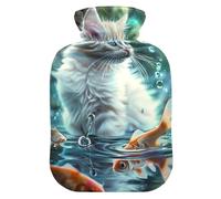 Cute Cat Fish Hot Water Bottles with Soft Cover Hand Feet Warmer Hot Water Bag for Menstrual Cramps