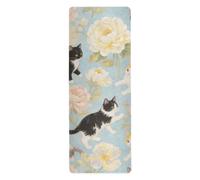 Cute Cat Flower Colorful yoga mat bag for home gym printed, non slip, yoga mat towel non slip with bags tapete para ejercicio 71x26 inches