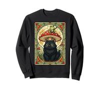 Cute Cat Frog Playing Banjo Cottagecore Stained Glass Sweatshirt