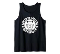 Cute Cat Fueled by Caffeine & Sarcasm Tank Top