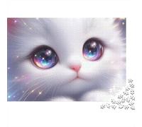 Cute Cat Galaxy Eyes Jigsaw Puzzle Beasts 1000 Pieces Premium Cardstock Eco-friendly for Adults Decompression Wall Decor Gift 70x50cm/1000pcs