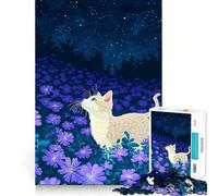 Cute Cat Gazing at Stars Jigsaw Puzzles 1000 Pieces for Teenagers Anxiety Relief Precise Connection Fun Hobby Fine Art (38x26cm)