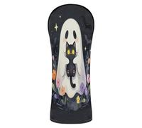 Cute Cat Ghosts Flowers Spooky Halloween Head Covers for Golf Clubs Waterproof Headcovers with Interchangeable No. Tags Designed to Fit All Woods and Drivers