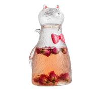 Cute Cat Glass Tea Pitcher, Heat Resistant Glass Carafe | Glass Water Dispenser with Handle for Coffee, Milk, Juice and Beverages, Suitable for Fridge, Dining Table and Kitchen
