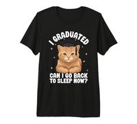 Cute Cat Graduation Sleep I Graduated. CAN I GO Back to Premium T-Shirt