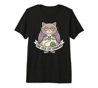 Cute Cat Grandma Knitting Reading Glasses Cozy Kitty Lover Premium T-Shirt