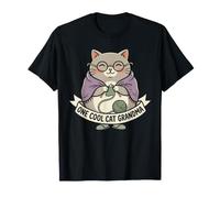 Cute Cat Grandma Knitting Reading Glasses Cozy Kitty Lover T-Shirt