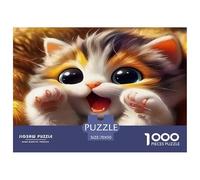 Cute Cat Great Gift Idea 1000 Pc Adult Jigsaws - Kitten Playful Reaching Paws Impossible Hard Challenging Game for Wall Decoration70x50cm/1000pcs