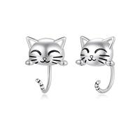 Cute Cat Half Hoop Earrings for Women Lovely Kitten Cuff Wrap Cartilage Piercing Earring Minimalist Backless Huggie Hoops Delicate Pet Cats Jewelry for Animal Lover Graduation