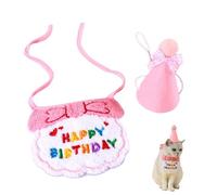 Cute Cat Happy Birthday Bib Small Pet Happy Scraft Party Elegant Bandana Dog Outfit Hat for Pet Puppy Cat Birthday Party