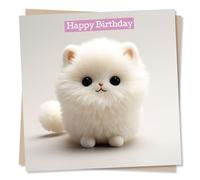 Cute Cat Happy Birthday Card - Beautiful Kitten and Cats Lover Special Greetings Card For Family and Friends - Made in UK