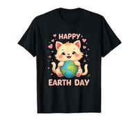 Cute Cat Happy Earth Day 2025 Design, Save the Planet T-Shirt