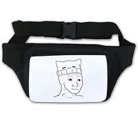 Cute Cat Hat Cap Wojak Feels Guy Waist Bag Fanny Pack White
