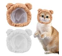 Cute Cat Hat Winter Warm Pet Costume, Soft Plush Adjustable Bear Hat for Cats Kittens Puppies Small Dogs, Comfortable Cat Accessories, Fun Cats Clothing, Cosy Hats for Ca ts in Cold Weather
