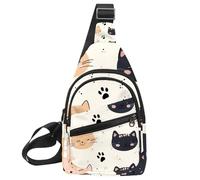 Cute cat Head and paw Sling Bag, Crossbody Sling Backpack Travel Hiking Chest Bag Daypack for Purses Shoulder Bag Women Men's