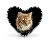 Cute Cat Heart Badge Pin Metal Reel Pins Memorial Brooch Button Lapel Pins for Backpack Wedding