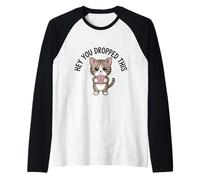 Cute Cat Holding Brain Hey You Dropped This Raglan Baseball Tee