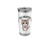 Cute Cat Holding Brain Hey You Dropped This Stainless Steel Insulated Tumbler