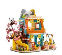 Cute Cat House Building Block Set, 2-Story Pet Playhouse Model with Cherry Tree & Slide, Collectible Construction Toy for Teens & Cat Lovers