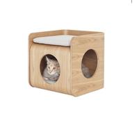 Cute Cat Houses Bedside Table, Simple Coffee Table, Removable And Washable Pet Shared Wooden Pet Cat Bed And Kennel Cat House Garden(B)