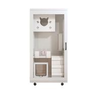 Cute Cat Houses Cat Cabinet Villa Cage Cattery Cabinet Cat Nest Indoor Room Cat Toilet Cat Villa Home Indoor Nest Cat Cat House Garden(White)