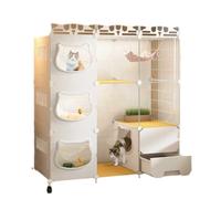 Cute Cat Houses Cat Cage Household Indoor Cat Nest Cat Toilet Cat Cabinet Cat House Cat Villa Three-story Cat Empty Cage Cat House Garden(C)