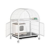 Cute Cat Houses Cat Cage, Large Space, Multi-story Indoor Home Cat Villa, Two-story Cat Nest With Toilet Cat Cage Cat House Garden(A,White)