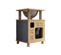Cute Cat Houses Cat Nest Solid Wood Cat Villa Closed Cat House Cat Climbing Frame Bedside Table Shared Stool For People And Cats Cat House Garden(E)