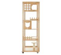 Cute Cat Houses Cat Villa Household Space-free Panoramic Cat Cage Solid Wood Cattery Cat Cabinet Luxury Glass Pet Room Cat House Garden(60 * 60 * 180cm)