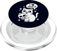 Cute Cat I Love Skulls Funny Goth Kitten Skull Lover PopSockets PopGrip for MagSafe