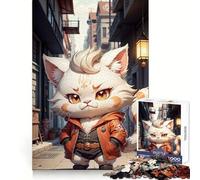 Cute Cat Illustration Jigsaw Puzzle for Teenagers 1000 Pieces Cozy Fun Fine Thick Family Game Night Fun (38x52cm)