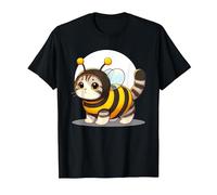 Cute Cat in a Bee Costume T-Shirt, Men, Black, Small