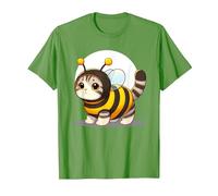 Cute Cat in a Bee Costume T-Shirt, Men, Grass Green, X-Large