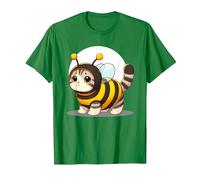 Cute Cat in a Bee Costume T-Shirt, Men, Kelly Green, Large