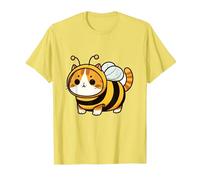 Cute Cat in a Bee Costume T-Shirt, Men, Lemon Yellow, Large