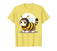Cute Cat in a Bee Costume T-Shirt, Men, Lemon Yellow, Large