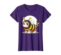 Cute Cat in a Bee Costume T-Shirt, Women, Purple, X-Small