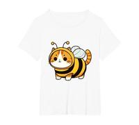 Cute Cat in a Bee Costume T-Shirt, Women's Plus, White, 1X