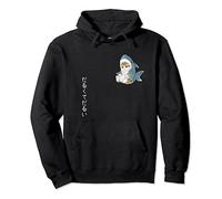 Cute Cat in a Shark Costume, Tired & Sluggish, Japanese Text Pullover Hoodie
