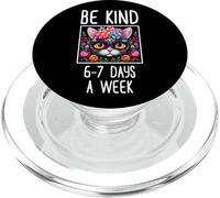 Cute Cat In Floral Ornament Be Kind 6-7 Days A Week Meme PopSockets PopGrip for MagSafe