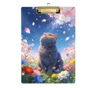 Cute Cat in Garden clipboard Folio Waterproof for First Year Teacher Must Haves Size 9 x 12