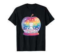 Cute Cat in Rainbow Apple with Stars T-Shirt
