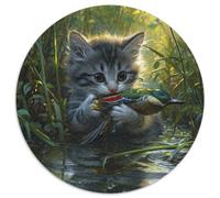 Cute Cat Jigsaw 1000 Piece Round Puzzle Hunt Jigsaw Puzzles for Adults Creative Puzzles Home Decoration Gift 1000pcs (67.5x67.5cm)
