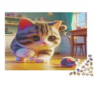 Cute Cat Jigsaw Puzzle Kitten Mouse Chase 1000 Pieces for Adults Jigsaws Challenge Fun Home Activity Gift 70x50cm/1000pcs