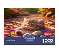 Cute Cat Jigsaw Puzzles 1000 Piece Jigsaw Puzzle Challenging Puzzle Games 100% Recycled Cardboard Beautiful Decoration Puzzle Puzzle Game for The Whole for Women Puzzle for Adults 70x50cm/1000pcs