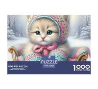 Cute Cat Jigsaw Puzzles Educational Pet Jigsaw Puzzle Challenging 1000 Pieces Beautiful Decoration Great Gift Idea for The Whole for Women, Gifts for Men 38x26cm/1000pcs
