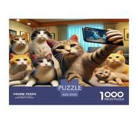 Cute Cat Jigsaw Puzzles for Adults Kids 1000 Piece Impossible Challenge Toy Educational Games Home Art Decor Difficult Hard Puzzle Christmas Birthday Gift for Friends 70x50cm/1000pcs