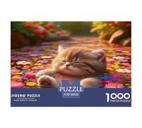 Cute Cat Jigsaw Puzzles for Adults Kids 1000 Piece Whimsical Challenge Toy Educational Games Home Decor Mindfulness Activity Unique Design 38x26cm/1000pcs