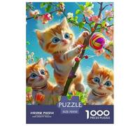 Cute Cat Jigsaw Puzzles for Adults Kids 1000 Pieces Impossible Challenge Toy Educational Games Home Wall Art Extreme Difficulty Gift Set Relaxation 70x50cm/1000pcs
